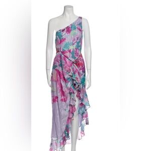 Rococo Sand Dress Size M Mini Sleeveless Tiered Floral Shimmer Print